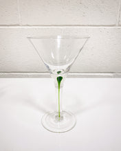 Load image into Gallery viewer, Single Martini Glass with Green Detail
