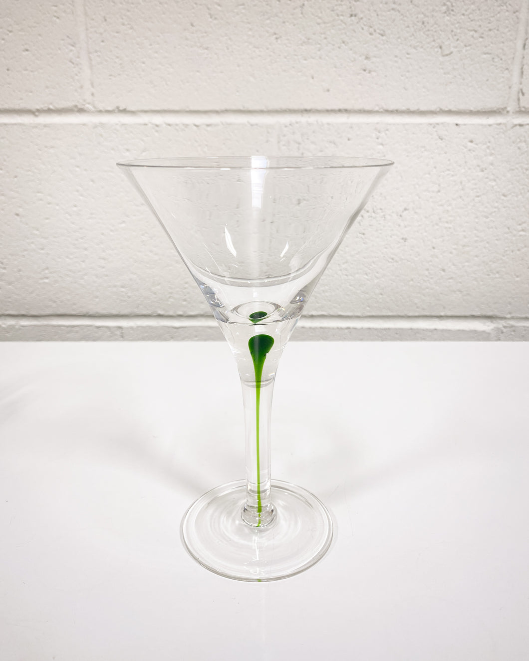 Single Martini Glass with Green Detail