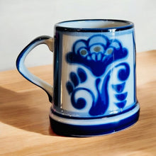 Load image into Gallery viewer, Nordic Blue and White Floral Stoneware Mug, CJ Peterson
