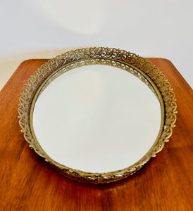 Mirrored Vanity Brass Oval Tray