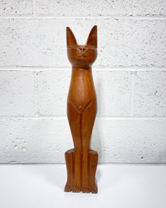 Mid Century Teak Siamese Cat Statue