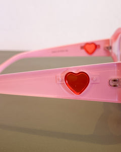 Pink Heart Glasses with Red Heart Detail