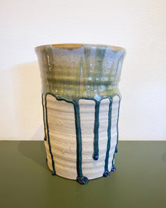 Tall Ceramic Planter with Drip Glaze