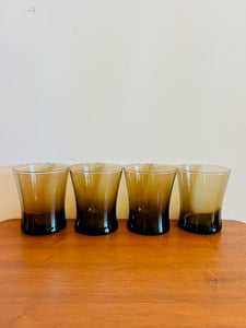 Set of four Hombre Brown Lowball Glasses