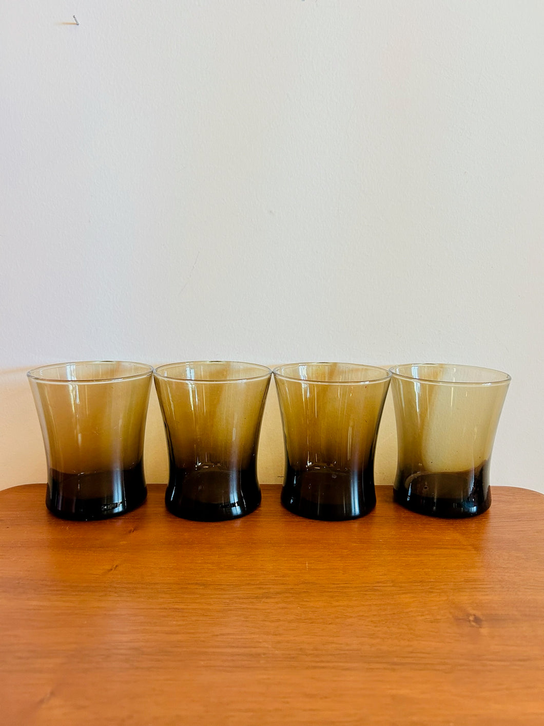 Set of four Hombre Brown Lowball Glasses