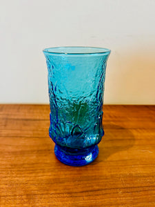 Rain Flower Anchor Hocking Blue Flat Glass Tumbler