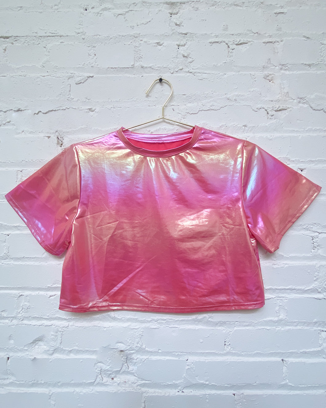 Pink Irridescent Crop Top (L)