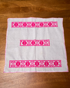 Bright Pink Embroidered Table Topper/Napkin