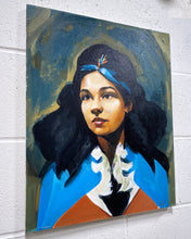 Load image into Gallery viewer, Oil Painting of Woman in Blue and Orange by VG
