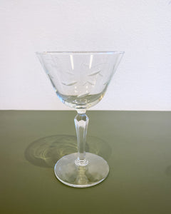 Vintage Libbey Windswept Etched Wine Glass