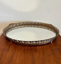 Load image into Gallery viewer, Mirrored Vanity Brass Oval Tray
