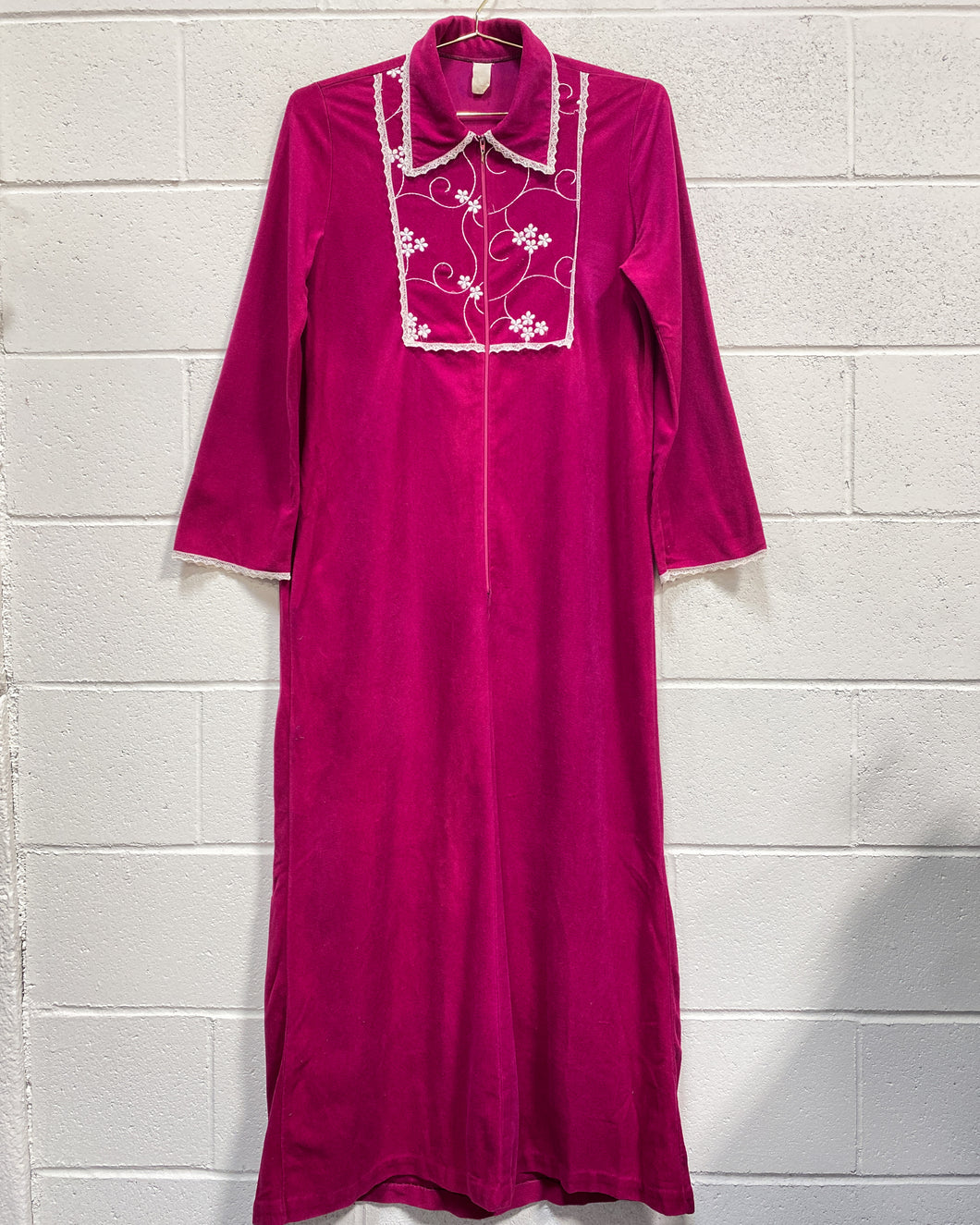 Vintage Berry Colored Velour Sleep Gown