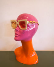 Load image into Gallery viewer, Cream and Amber Sunnies with Gold Chain Temples
