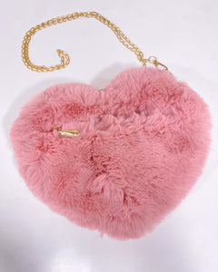 Fuzzy Heart Shaped Pink Purse