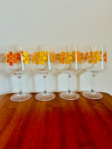 Flower Power Acrylic Stemmed Wine Ware Set of 4