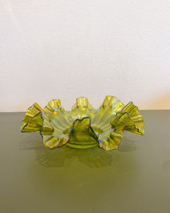 Vintage Green Carnival Glass Catchall