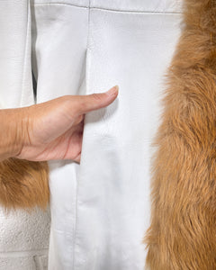 Vintage White Leather and Fur Penny Lane Coat