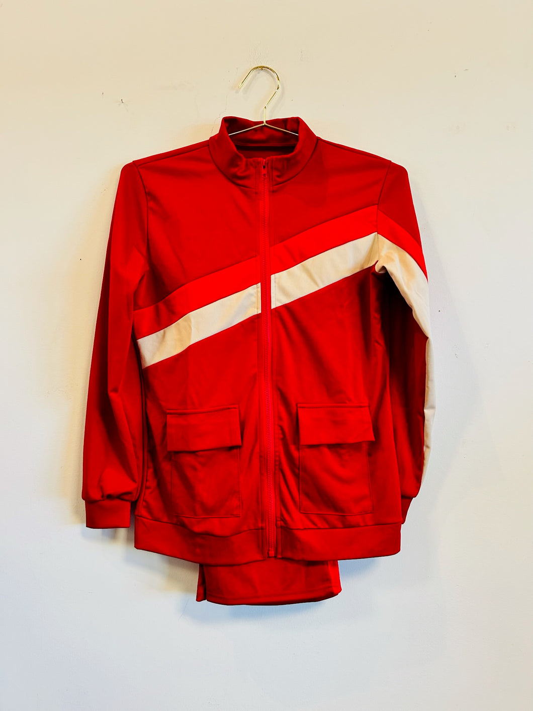 Red and White Stripped Track Suit