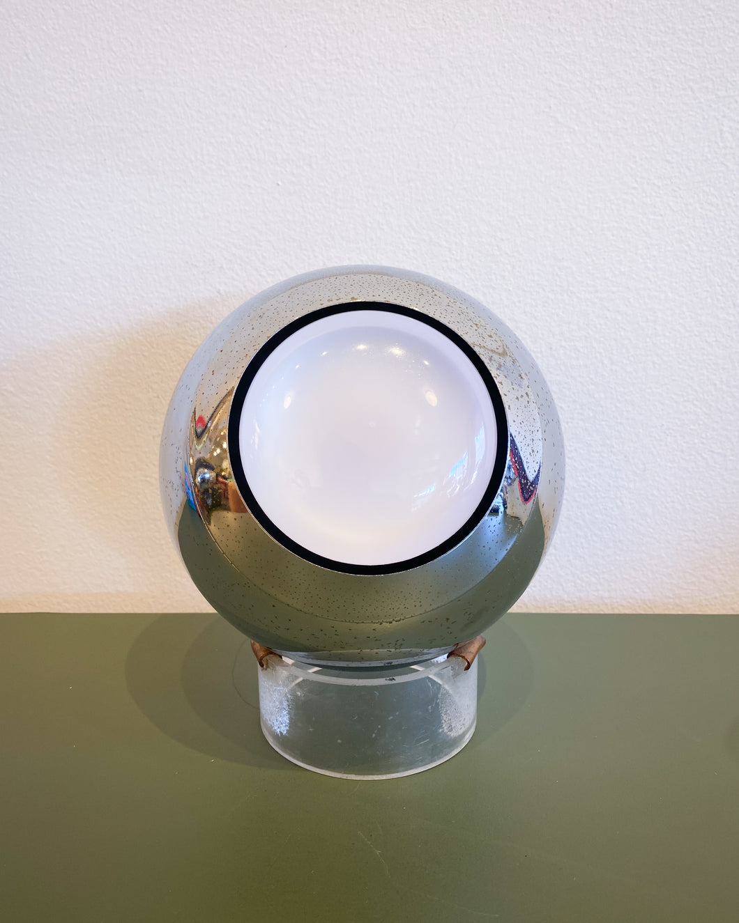 Vintage Chrome Eyeball Lamp on Lucite Stand