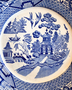 Vintage Buffalo Pottery Blue and White Plate