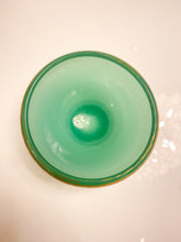 Load image into Gallery viewer, Vintage Green Glass Bowl with Gold Embossed Rim
