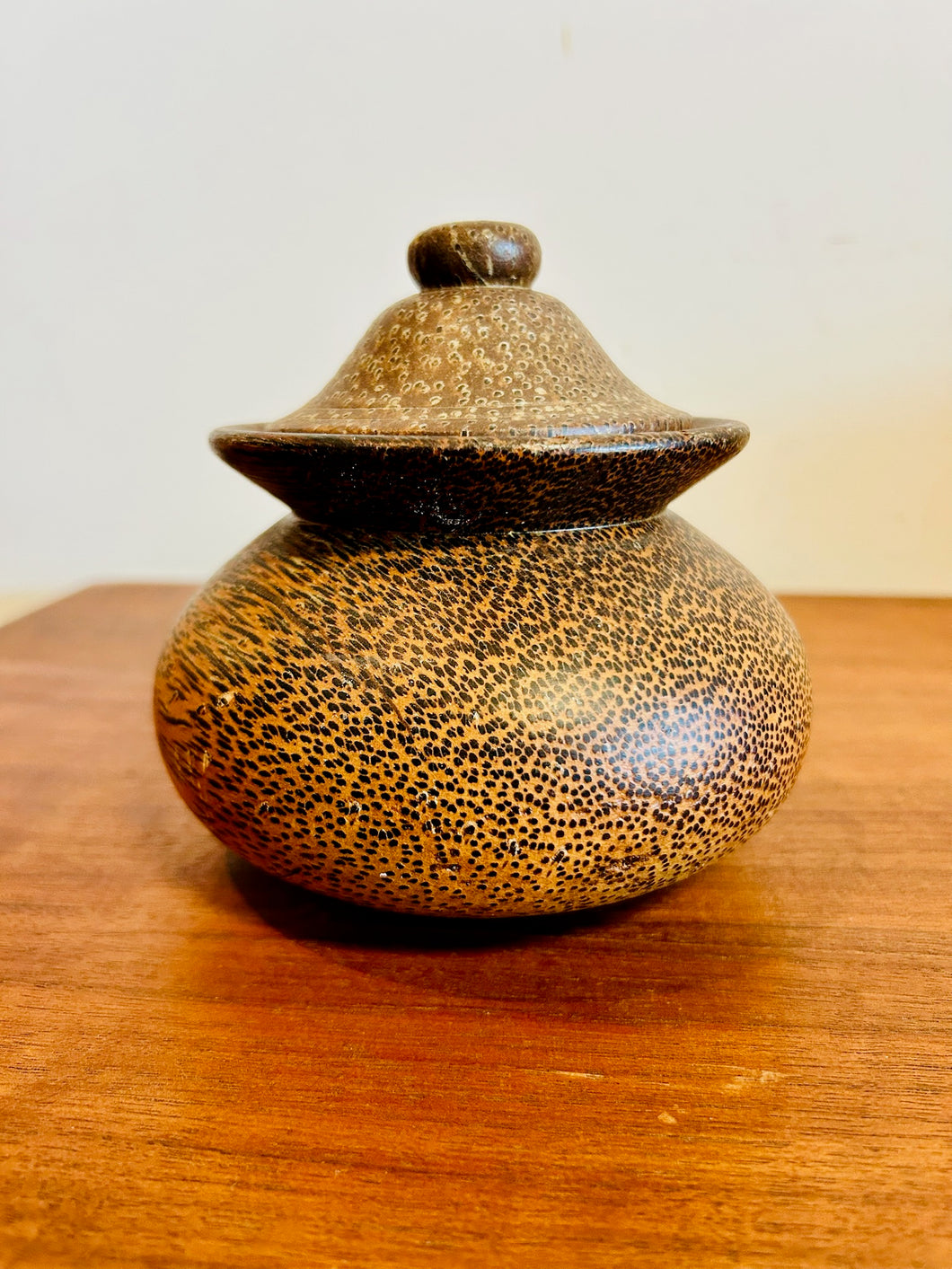 Hand Carved Kitul Wooden Sugar Pot With Lid