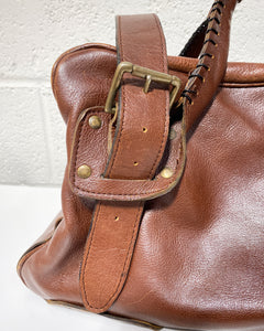 Vintage Brown Leather Overnight Bag