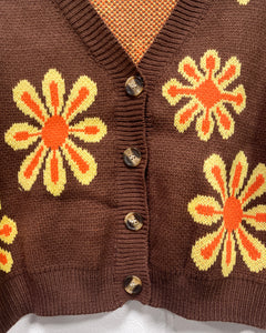 Brown and Orange Flower Power Cardigan