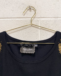 Knit Black Dress with Gold Sequin Detail (S)