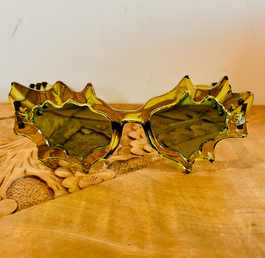 Splattered Water Funky Raver Green Frame Sunnies