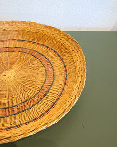 Vintage Round Wicker Tray