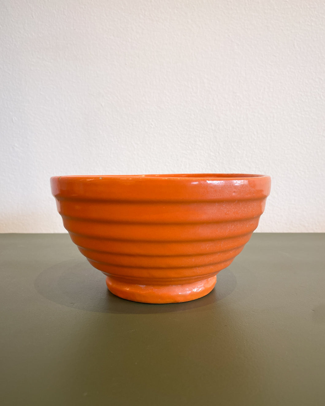 Vintage California Pottery Orange Ribbed Bowl