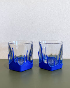 Pair of Maker’s Mark Blue Wax Whiskey Glasses