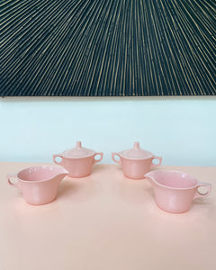 Vintage Bubblegum Pink Melamine Dish-ware - Set of 55