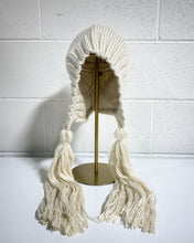 Load image into Gallery viewer, Cream Knit Beanie with Side Tassels
