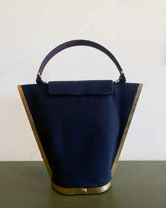 Vintage Blue Wool Handbag