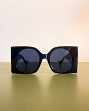 Load image into Gallery viewer, Oversized Black Sunnies with Gold Circle Detail
