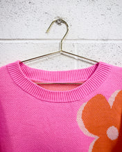 Load image into Gallery viewer, Pink and Orange Flower Power Sweater
