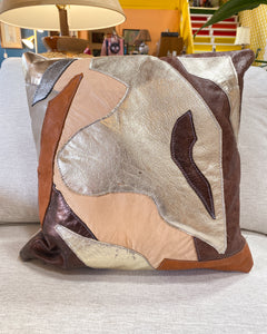 Leather Patch Pillow “Desert Dusk”