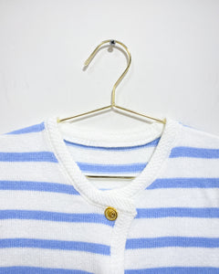 Blue and White Striped Knit Blouse