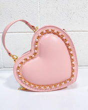 Load image into Gallery viewer, Pink Heart Purse with Gold Chain Detail
