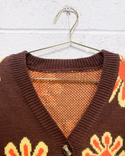 Load image into Gallery viewer, Brown and Orange Flower Power Cardigan
