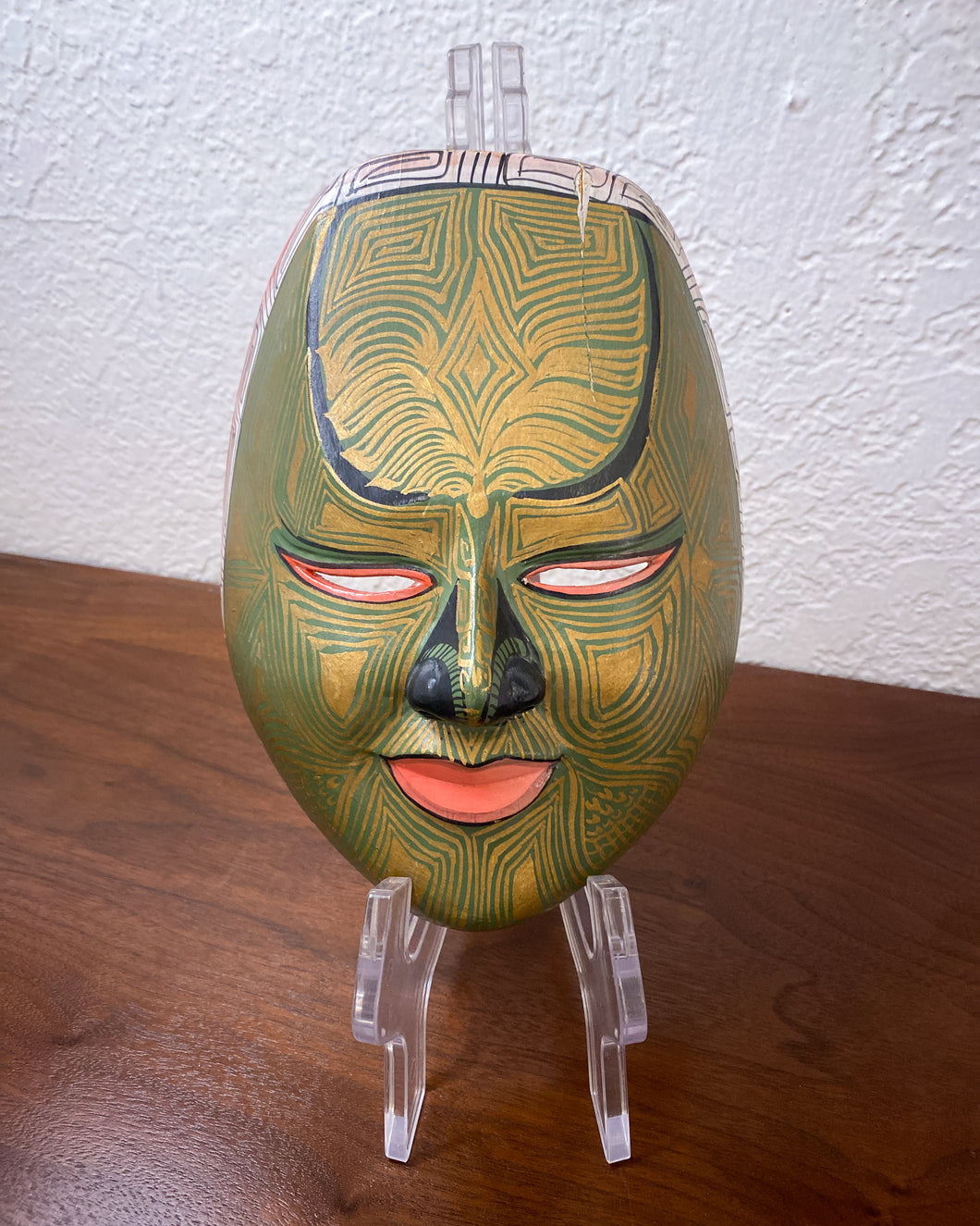 Vintage Handpainted Carved Wood Mask