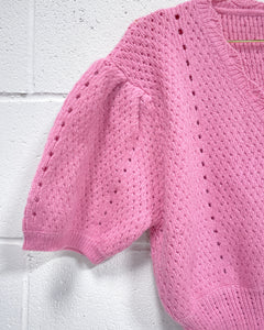 Pink Knit Blouse with Buttons (L)