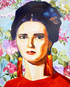 Woman in Red Earrings, Oil Painting