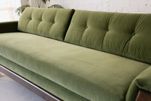 Load image into Gallery viewer, 80&quot; Desmond Walnut Framed Sofa in Olive Green
