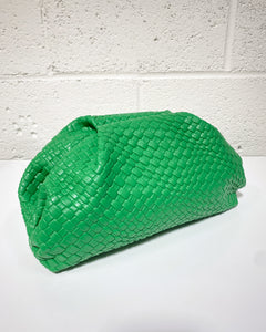 Kelly Green Woven Clutch