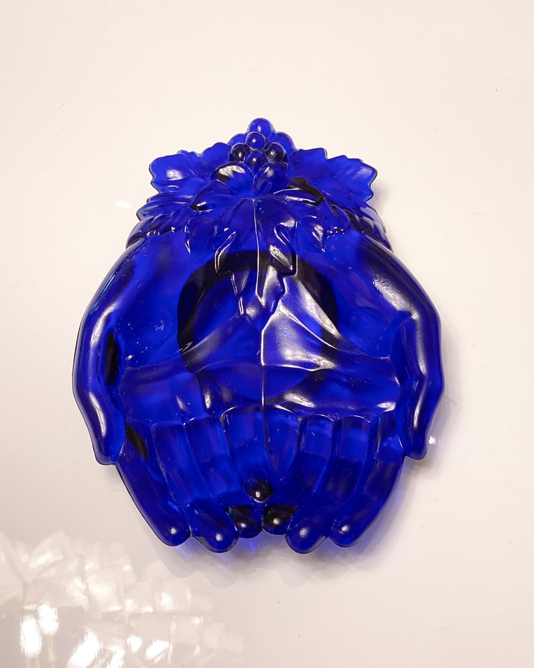 Vintage Cobalt Blue Glass Hand Shaped Catchall