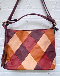 Leather Patchwork Purse in Reds