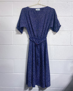 Vintage Navy Blue Polka Dot Dress (10)